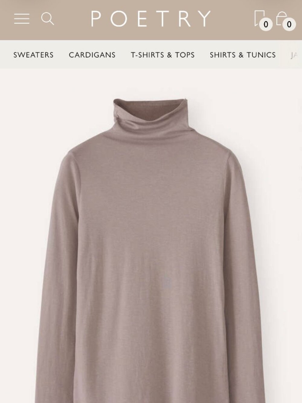 Poetry Chocolate Brown Tencel Wool Hemp Funnel-Neck Top, Size 14 NEW